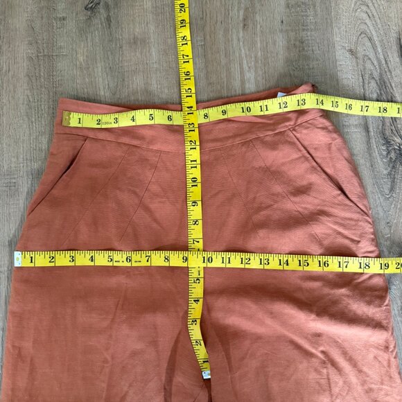 Eve Gravel Orange Straight Leg Crop Pants Viscose Linen Minimalist Slow Fashion - Picture 5 of 7